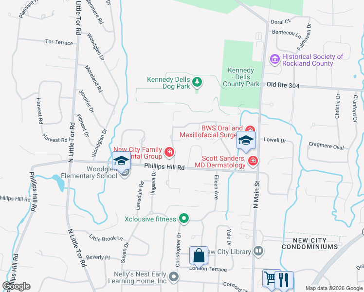 map of restaurants, bars, coffee shops, grocery stores, and more near 4 Brookline Circle in New City