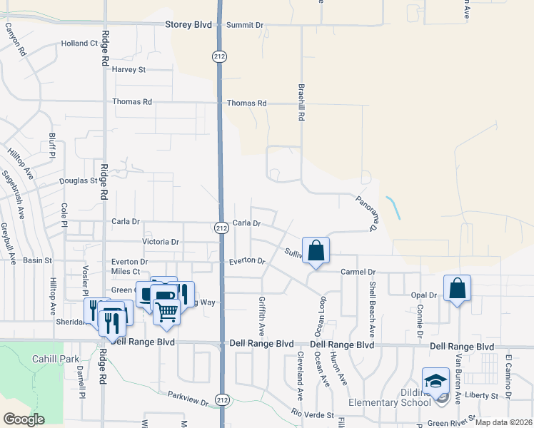 map of restaurants, bars, coffee shops, grocery stores, and more near 4107 Clark Street in Cheyenne