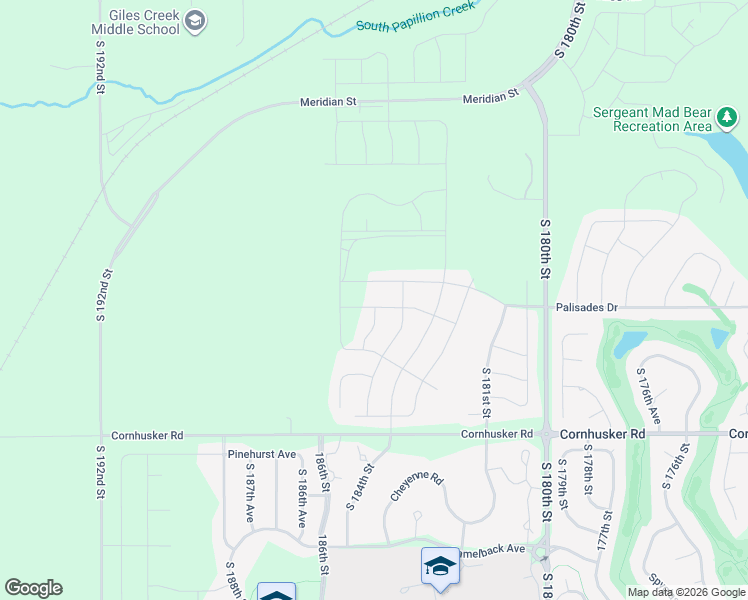 map of restaurants, bars, coffee shops, grocery stores, and more near 18302 Cornhusker Road in Omaha