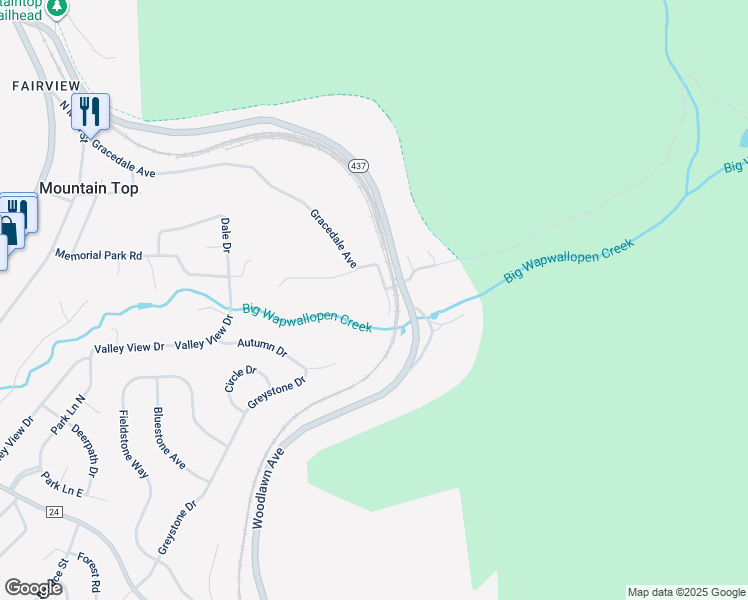 map of restaurants, bars, coffee shops, grocery stores, and more near 171 Gracedale Ave in Mountain Top