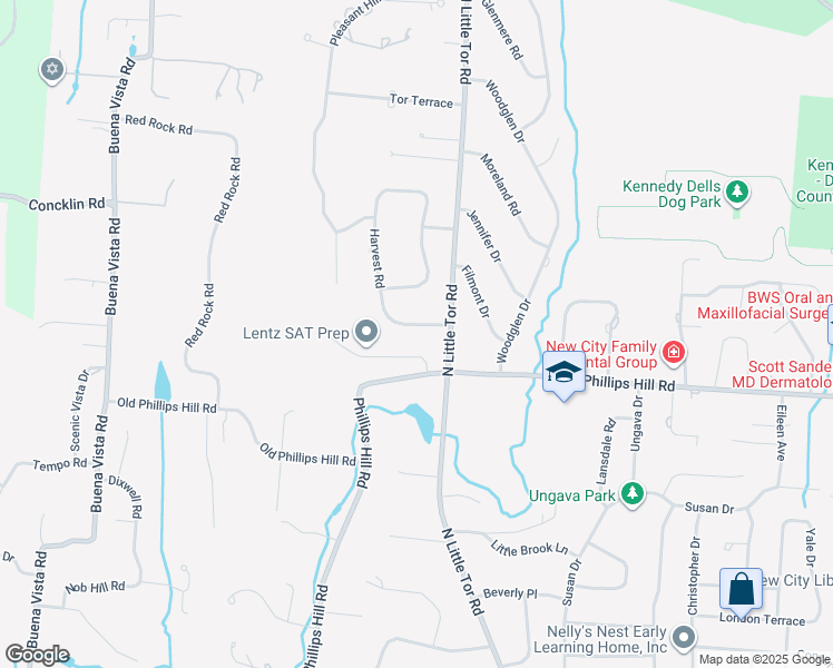 map of restaurants, bars, coffee shops, grocery stores, and more near 3 Harvest Road in New City