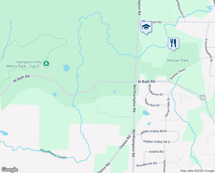 map of restaurants, bars, coffee shops, grocery stores, and more near 990 West Bath Road in Cuyahoga Falls