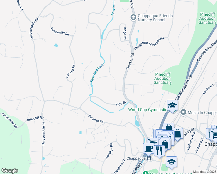 map of restaurants, bars, coffee shops, grocery stores, and more near 53 Kipp Street in Chappaqua