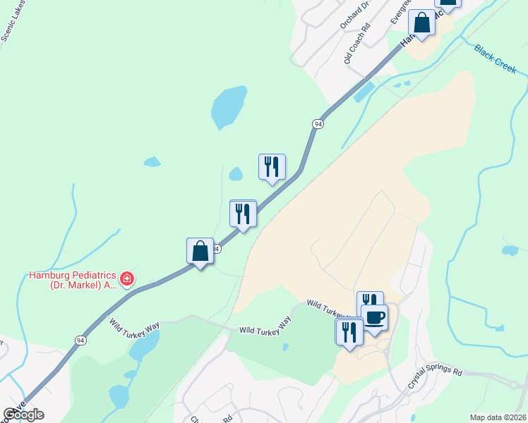 map of restaurants, bars, coffee shops, grocery stores, and more near 3700 New Jersey 94 in Hamburg