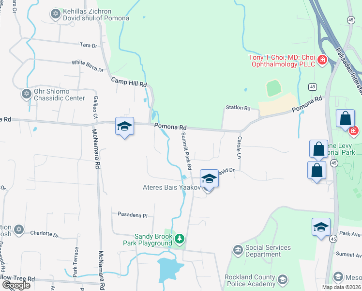 map of restaurants, bars, coffee shops, grocery stores, and more near 245 Summit Park Road in Spring Valley