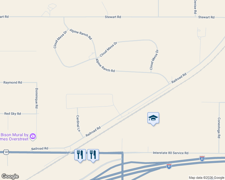 map of restaurants, bars, coffee shops, grocery stores, and more near 17415 Anna Loop in Cheyenne