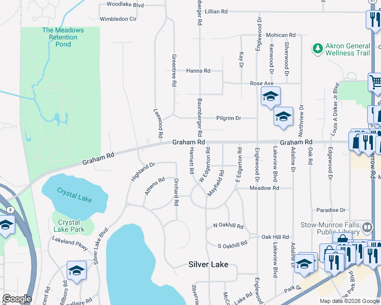 map of restaurants, bars, coffee shops, grocery stores, and more near 3138 Harriet Road in Silver Lake