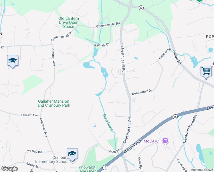 map of restaurants, bars, coffee shops, grocery stores, and more near 8 Tulip Tree Lane in Norwalk