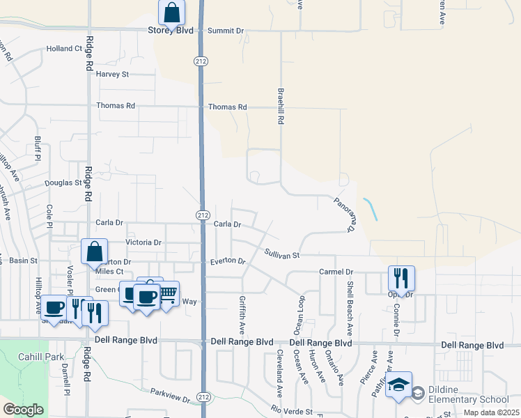map of restaurants, bars, coffee shops, grocery stores, and more near 4200 Clark Street in Cheyenne