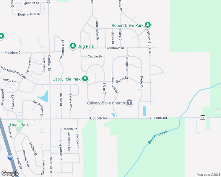map of restaurants, bars, coffee shops, grocery stores, and more near 1479 Hunters Run Drive in Bourbonnais