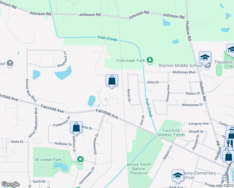 map of restaurants, bars, coffee shops, grocery stores, and more near 985 Bruce Drive in Kent