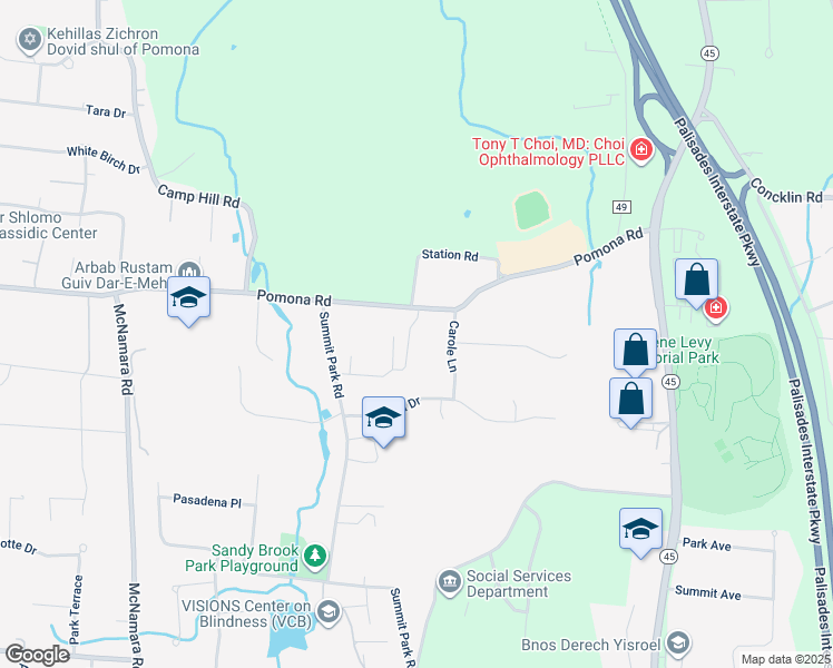 map of restaurants, bars, coffee shops, grocery stores, and more near 54 Westminster Way in Pomona