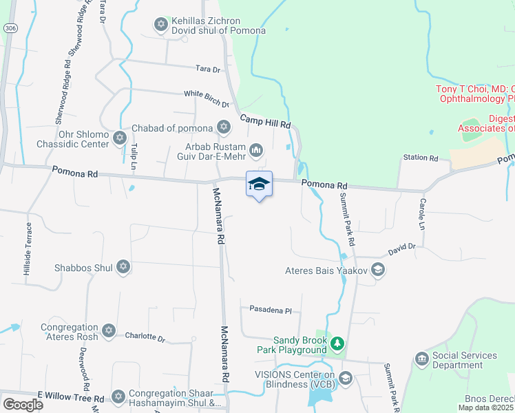 map of restaurants, bars, coffee shops, grocery stores, and more near 101 Pomona Road in Suffern