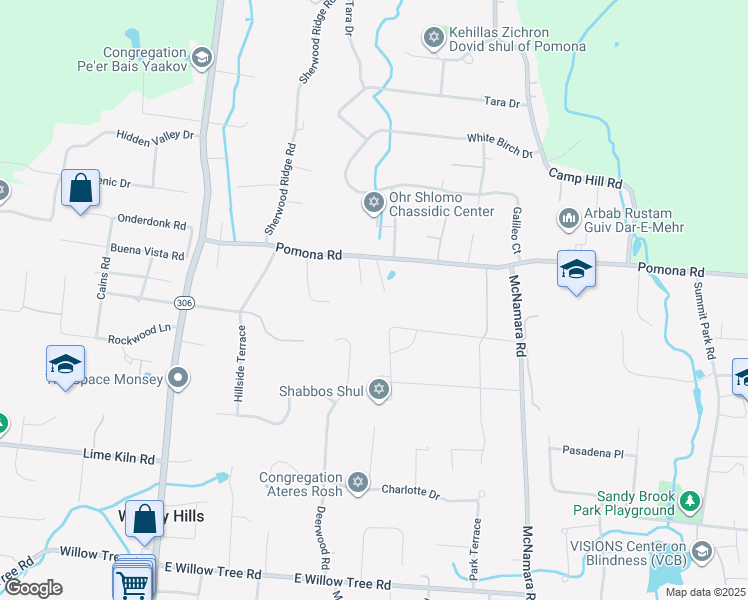map of restaurants, bars, coffee shops, grocery stores, and more near 6 Forest Lane in Suffern