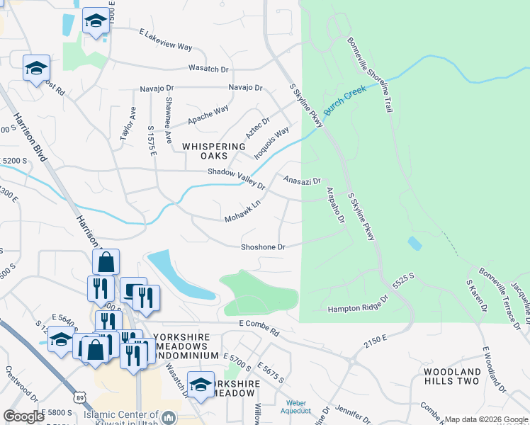 map of restaurants, bars, coffee shops, grocery stores, and more near 1847 Choctaw Ridge in Ogden