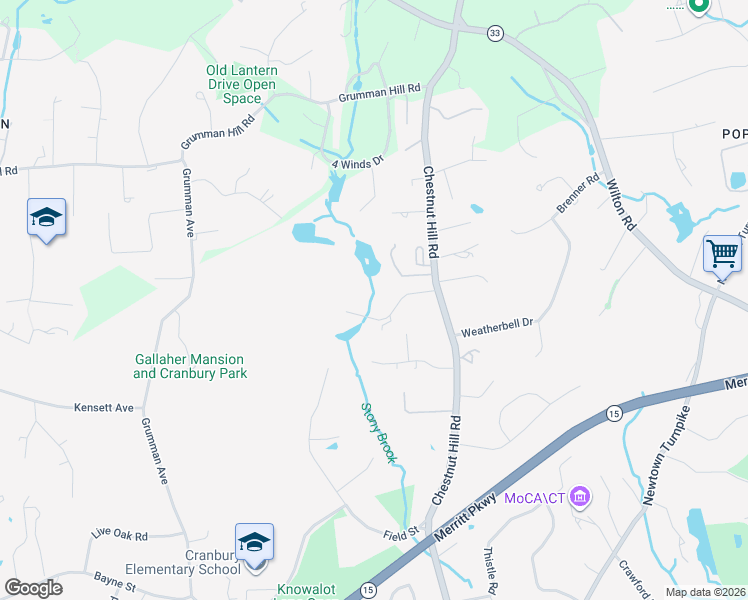 map of restaurants, bars, coffee shops, grocery stores, and more near 8 Tulip Tree Lane in Norwalk