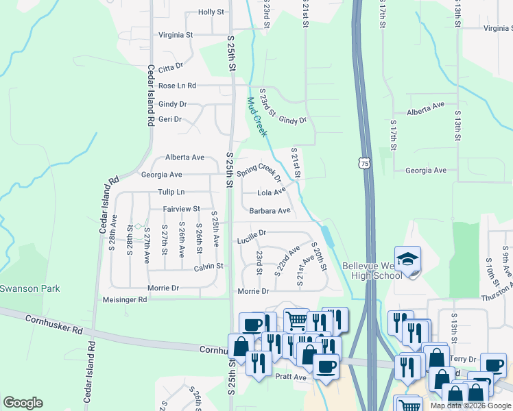 map of restaurants, bars, coffee shops, grocery stores, and more near 2209 Barbara Avenue in Bellevue
