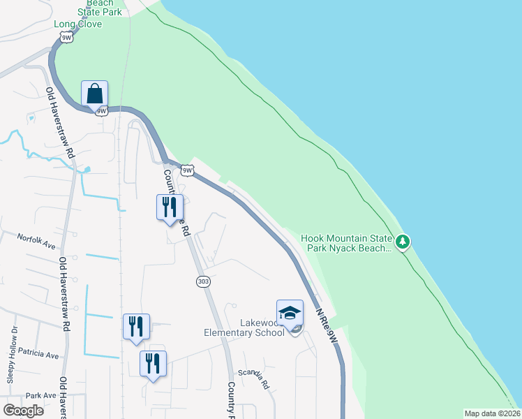 map of restaurants, bars, coffee shops, grocery stores, and more near 170 Foltim Way in Congers