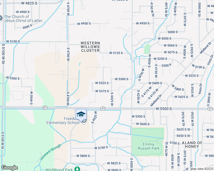 map of restaurants, bars, coffee shops, grocery stores, and more near 4449 West 5325 South in Hooper
