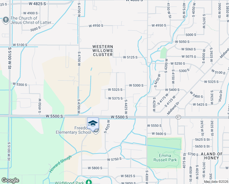 map of restaurants, bars, coffee shops, grocery stores, and more near 4493 West 5325 South in Hooper