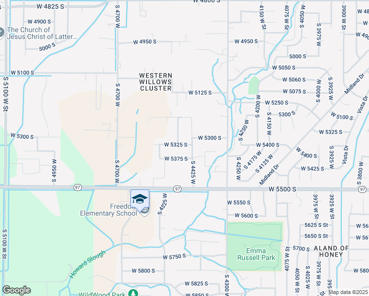 map of restaurants, bars, coffee shops, grocery stores, and more near 4449 West 5325 South in Hooper