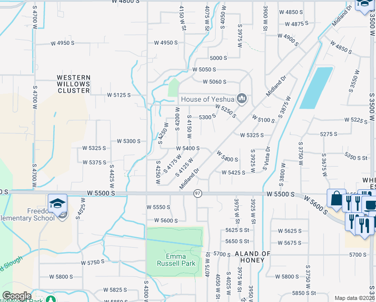 map of restaurants, bars, coffee shops, grocery stores, and more near 4151 West 5400 South in Roy