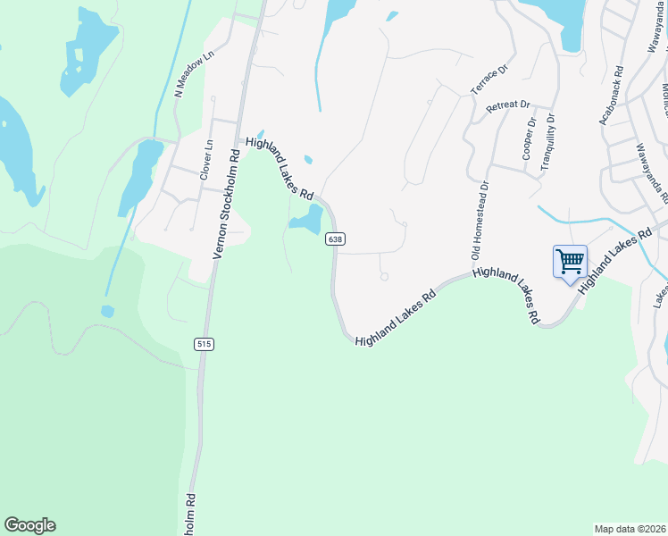 map of restaurants, bars, coffee shops, grocery stores, and more near 38 Highland Lakes Road in Sussex County