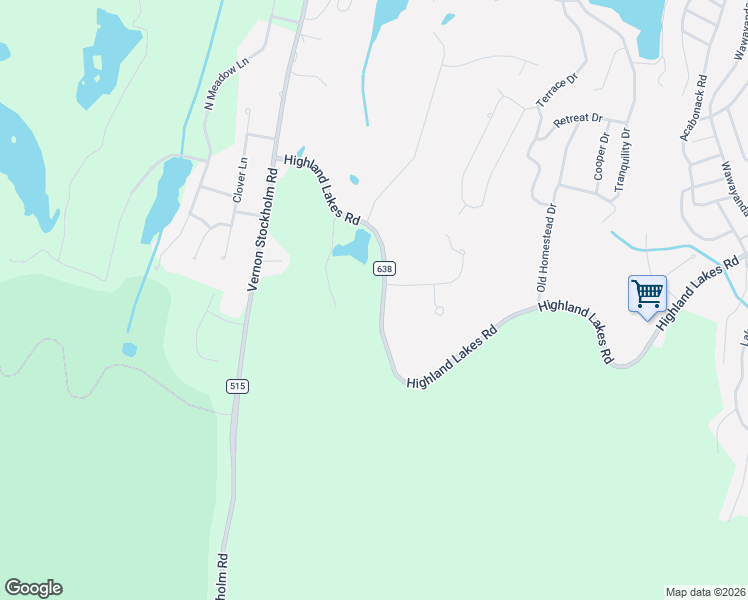 map of restaurants, bars, coffee shops, grocery stores, and more near 38 Highland Lakes Road in Sussex County