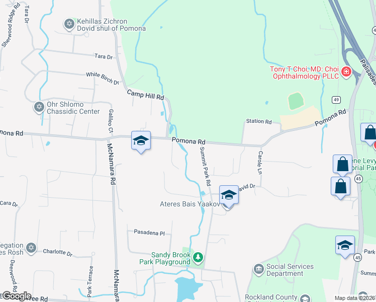 map of restaurants, bars, coffee shops, grocery stores, and more near 245 Summit Park Road in Spring Valley