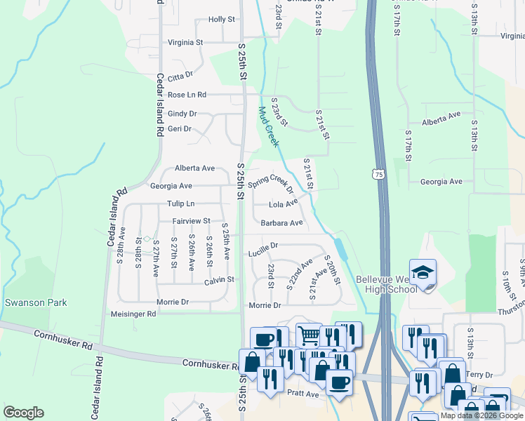 map of restaurants, bars, coffee shops, grocery stores, and more near 2209 Barbara Avenue in Bellevue