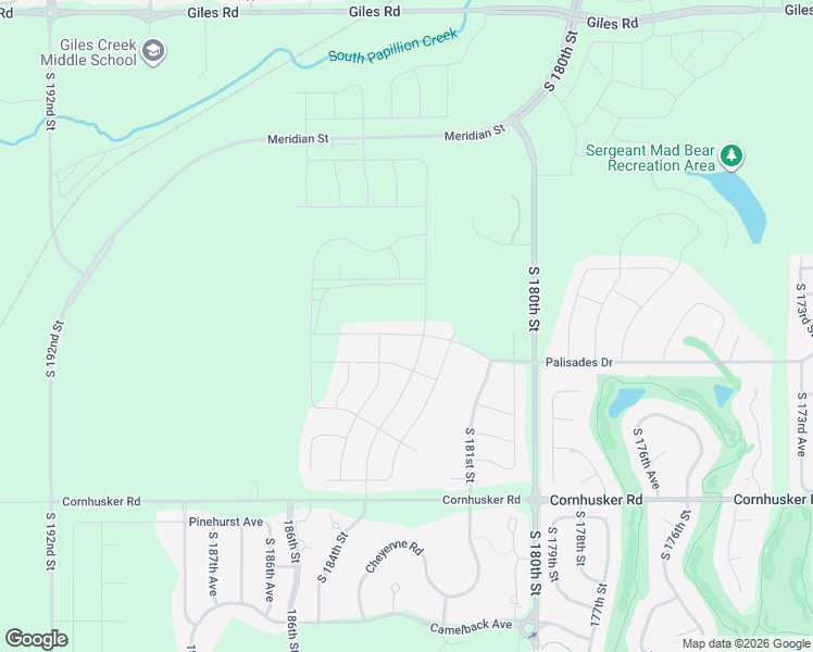 map of restaurants, bars, coffee shops, grocery stores, and more near 18302 Cornhusker Road in Omaha