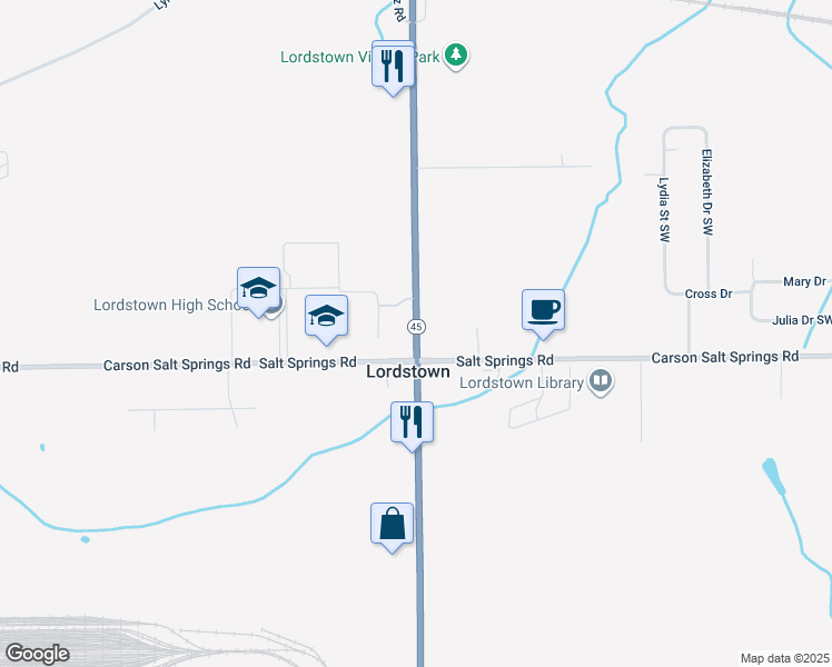 map of restaurants, bars, coffee shops, grocery stores, and more near 6540 Tod Avenue Southwest in Warren