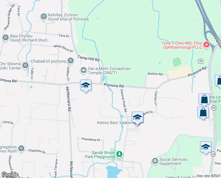 map of restaurants, bars, coffee shops, grocery stores, and more near 10 Stonehurst Court in Pomona