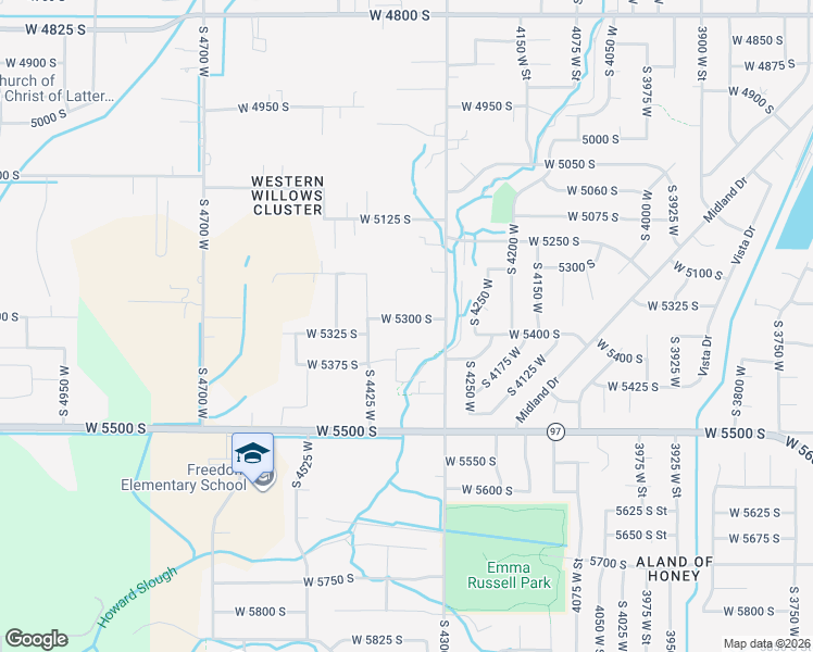 map of restaurants, bars, coffee shops, grocery stores, and more near 4367 West 5300 South in Hooper