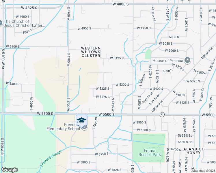 map of restaurants, bars, coffee shops, grocery stores, and more near 4448 West 5325 South in Hooper