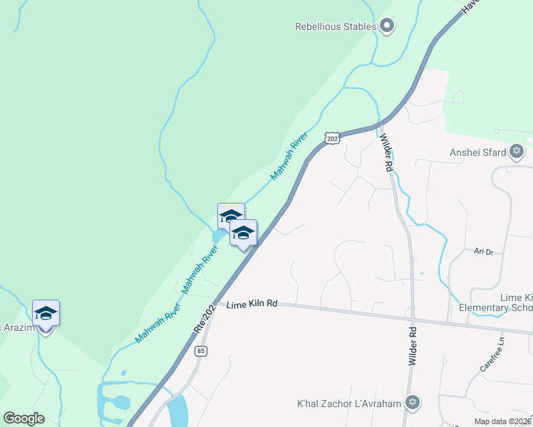 map of restaurants, bars, coffee shops, grocery stores, and more near 996 Haverstraw Road in Suffern