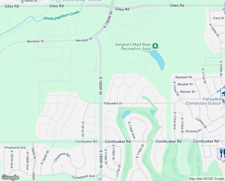 map of restaurants, bars, coffee shops, grocery stores, and more near 9214 179th Street in Omaha