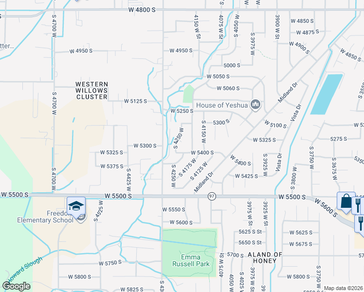 map of restaurants, bars, coffee shops, grocery stores, and more near 4239 West 5325 South in Roy