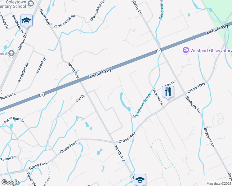 map of restaurants, bars, coffee shops, grocery stores, and more near 27 Silent Grove North in Westport