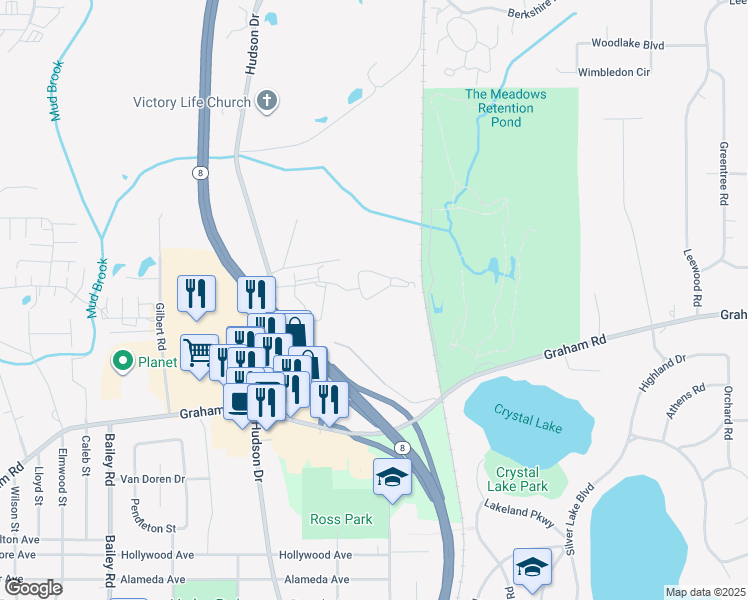 map of restaurants, bars, coffee shops, grocery stores, and more near 1189 Tall Grass Circle in Stow