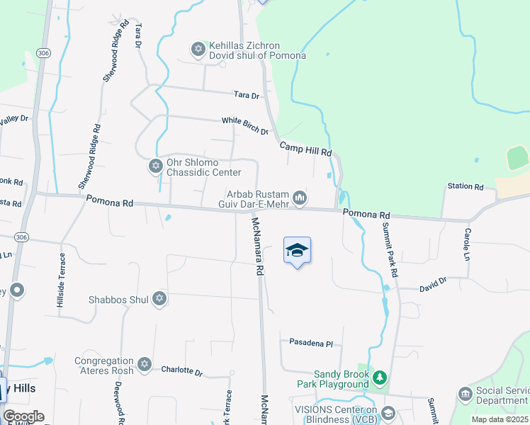 map of restaurants, bars, coffee shops, grocery stores, and more near 95 Pomona Road in Suffern