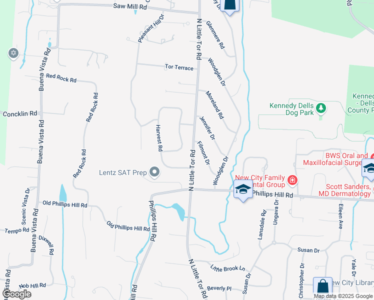 map of restaurants, bars, coffee shops, grocery stores, and more near 49 Harvest Road in New City
