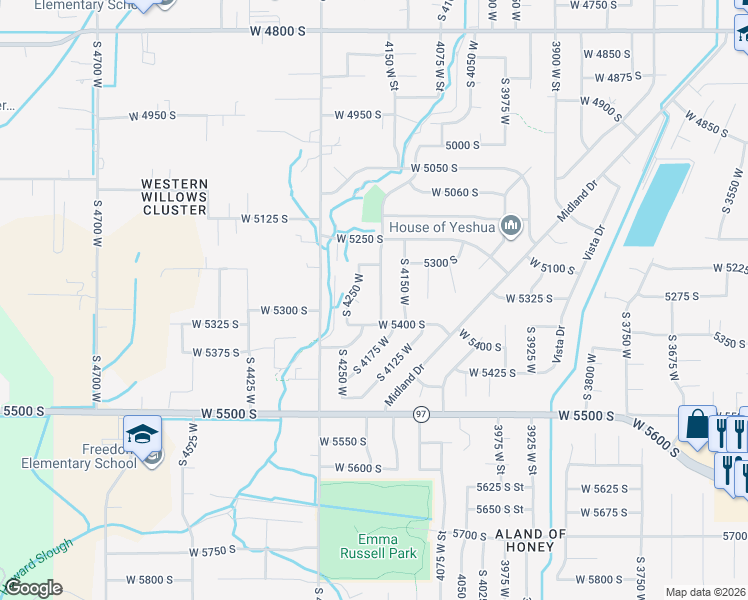 map of restaurants, bars, coffee shops, grocery stores, and more near 5331 South 4200 West in Roy