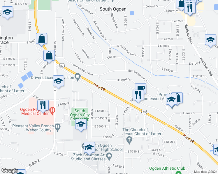 map of restaurants, bars, coffee shops, grocery stores, and more near 787 Chambers Street in Ogden