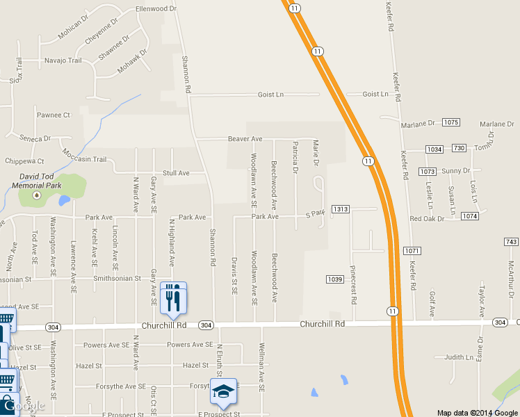 map of restaurants, bars, coffee shops, grocery stores, and more near 1011 Woodlawn Ave in Girard