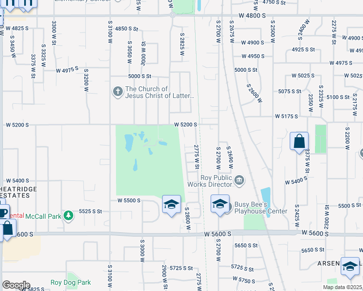 map of restaurants, bars, coffee shops, grocery stores, and more near 5273 South 2800 West in Roy