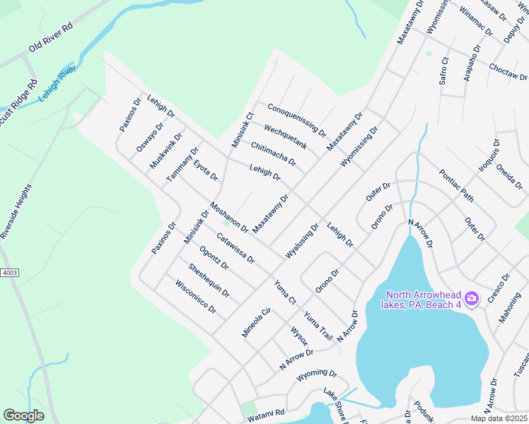map of restaurants, bars, coffee shops, grocery stores, and more near 117 Maxatawny Drive in Monroe County