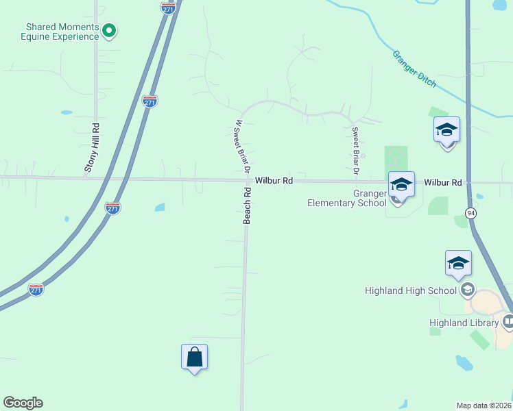 map of restaurants, bars, coffee shops, grocery stores, and more near 3959 Beach Road in Medina