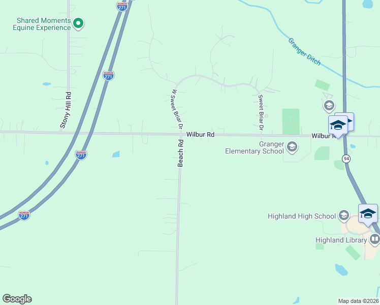 map of restaurants, bars, coffee shops, grocery stores, and more near 3959 Beach Road in Medina