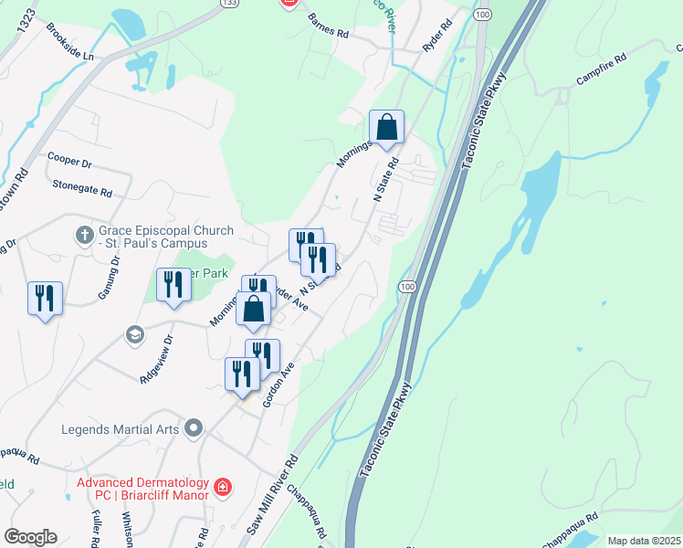 map of restaurants, bars, coffee shops, grocery stores, and more near 5 Robert Rinaldi Lane in Ossining